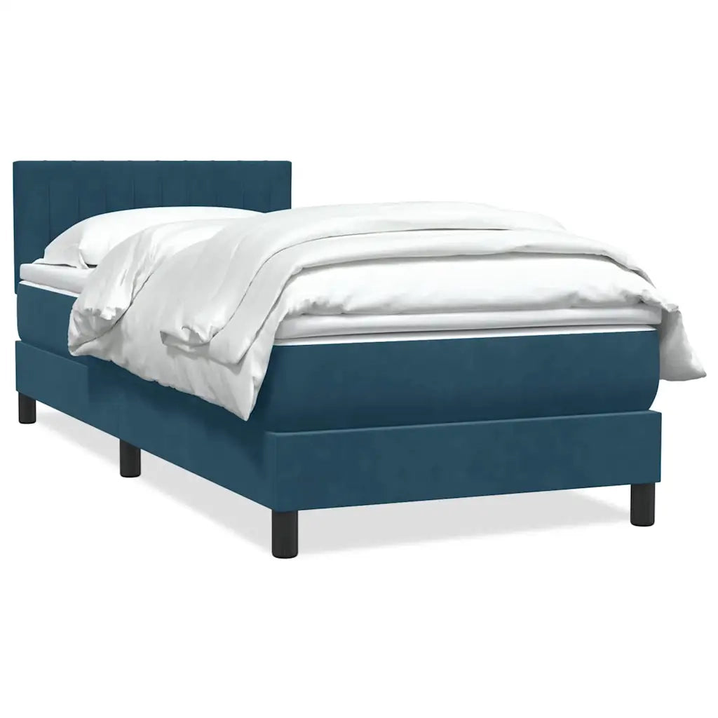 Giroletto a Molle con Materasso Blu Scuro 80x220 cm Velluto