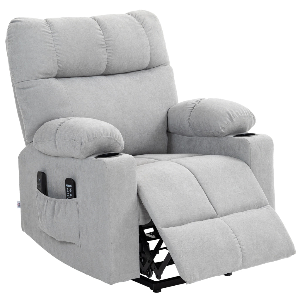 Poltrona Relax Alzapersona ¨C Xylo ¨C Reclinabile Elettrica con Telecomando Grigio Chiaro 144x91x88