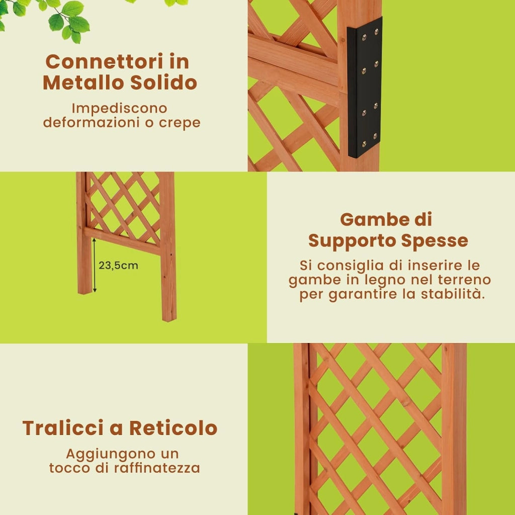 Arco da Giardino in Legno, Pergola da Esterno per Piante Rampicanti, Pergolato per Matrimonio e Feste, da Giardino, Patio e Cortile (Modello 5)