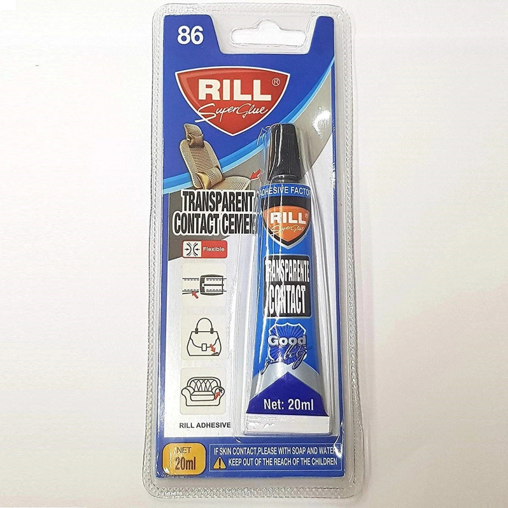 Trade Shop - Set 3 Pezzi Colla C.86 Adesivo 20ml Liquido Sigillante Pelle Gomma Trasparente -