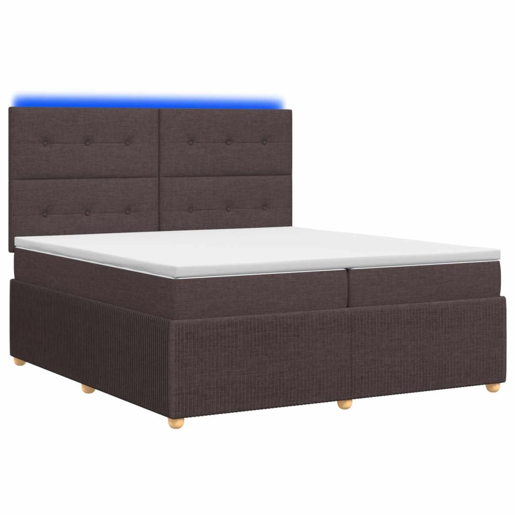 Letto Box Spring LED con Materasso Marrone Scuro 200 x 200 cm 3455940