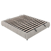Letto contenitore matrimoniale 180×200 cm con LED bianco e rete sollevabile; senza materasso; tessuto; beige