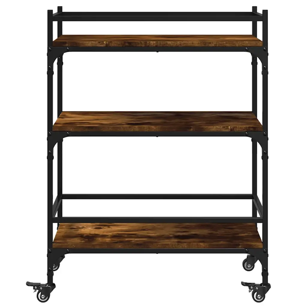 Carrello da Cucina-Scaffale per Cucina Rovere Fumo 65x40x86,5 cm Legno Multistrato