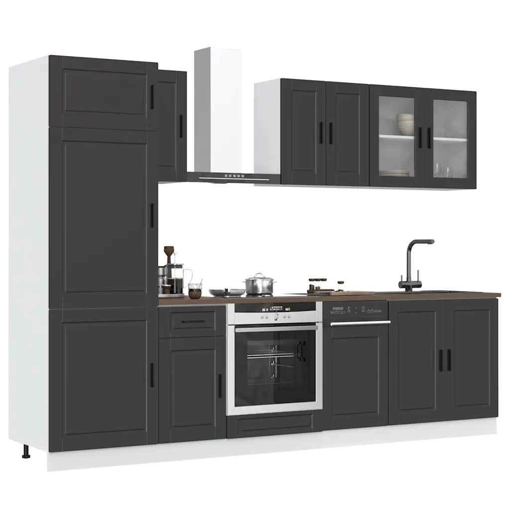 Set Mobili da Cucina 8 pz Kalmar Neri Legno Multistrato