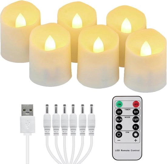 Lampade LED ricaricabili con telecomando - Candelabri decorativi a led con funzione di oscuramento e fiamma ondeggiante per Natale e Halloween