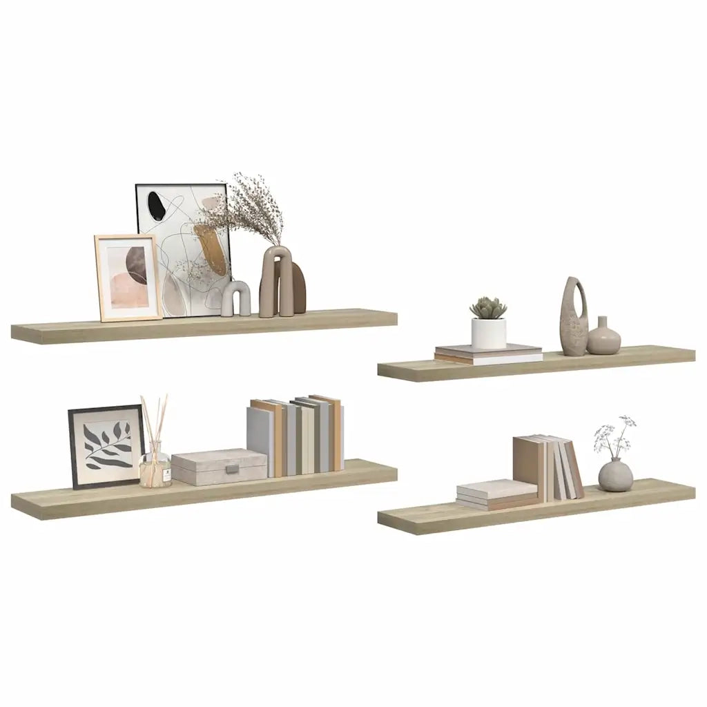 Scaffali a Parete 4 pz Rovere 120x23,5x3,8 cm in MDF 323885