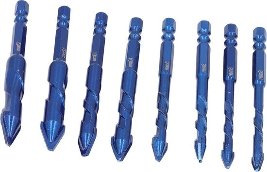 8 pezzi 635 mm zeskantschacht boorset eccentrico - asimmetrico - progettazione eccentrica - set di trapani a spirale per pietra vetro marmo pavimento legno.