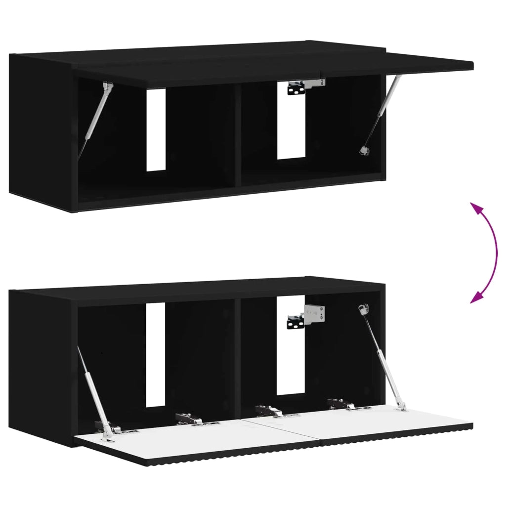 Set mobile TV Montaggio a parete 3 pcs Nero Legno multistrato 3408989