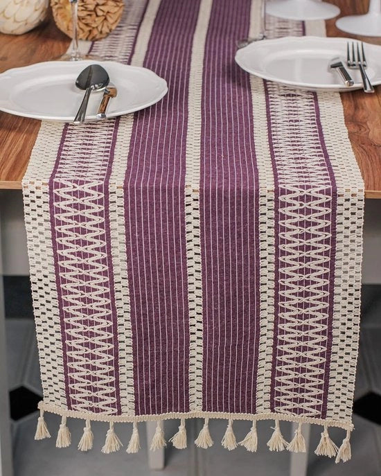 Telaio per tavolo organico biologico cotone Regina Runner 35x145cm tavolo da pranzo (magenta)