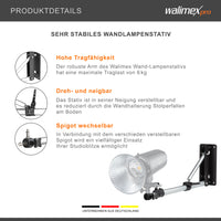 Supporto a parete per illuminazione fotografica 70-120cm, 90 x 700 x 190 mm, max 6 kg, con Spigot, per faretti luci flash studio fotografico