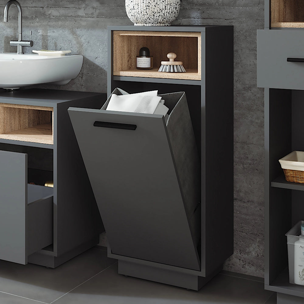 Vicco Mobiletto da bagno Antracite/Sonoma 38 x 93 cm con tasca interna rimovibile