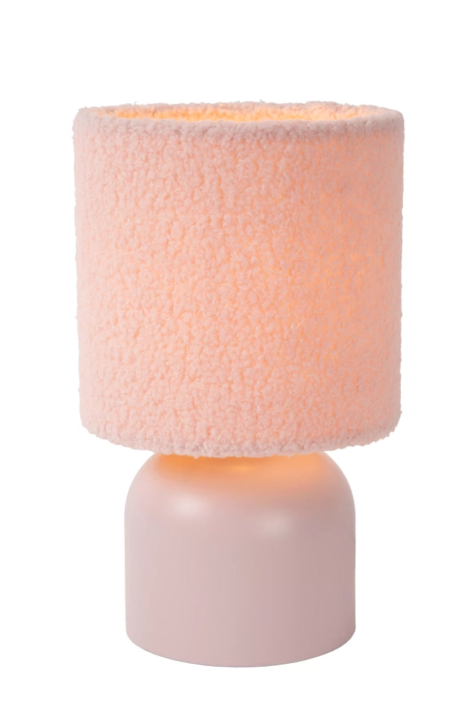Lampada da tavolo rosa in cotone E14 Woolly Lucide 28cm