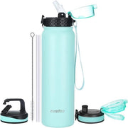 Flessa in Acciaio con Doppio Strato Isolante - Flessa Termica a Vuoto Riscaldabile e Raffreddabile - Flessa Impermeabile per Bevande - Flessa per Sport e Allenamento - Flessa per Uomini e Donne - Flessa in Acciaio - 1L/32oz