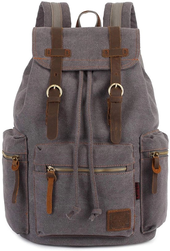 Borsa Casual Vintage di Canapa e Pelle 27×16×41 cm (Grigio)