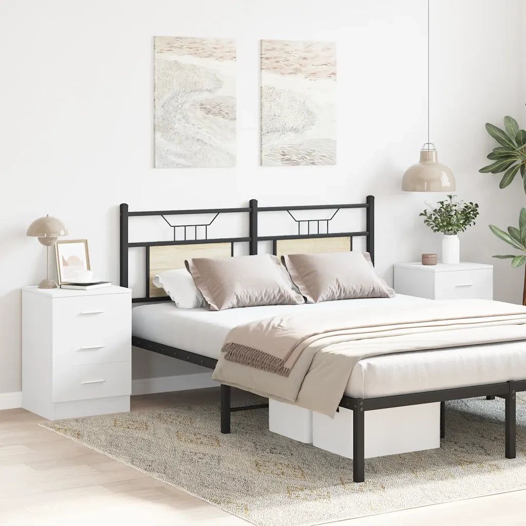Comodini 2 pz-Set di 2 Tavolino da notte Bianco 38x35x56 cm in Legno Ingegnerizzato