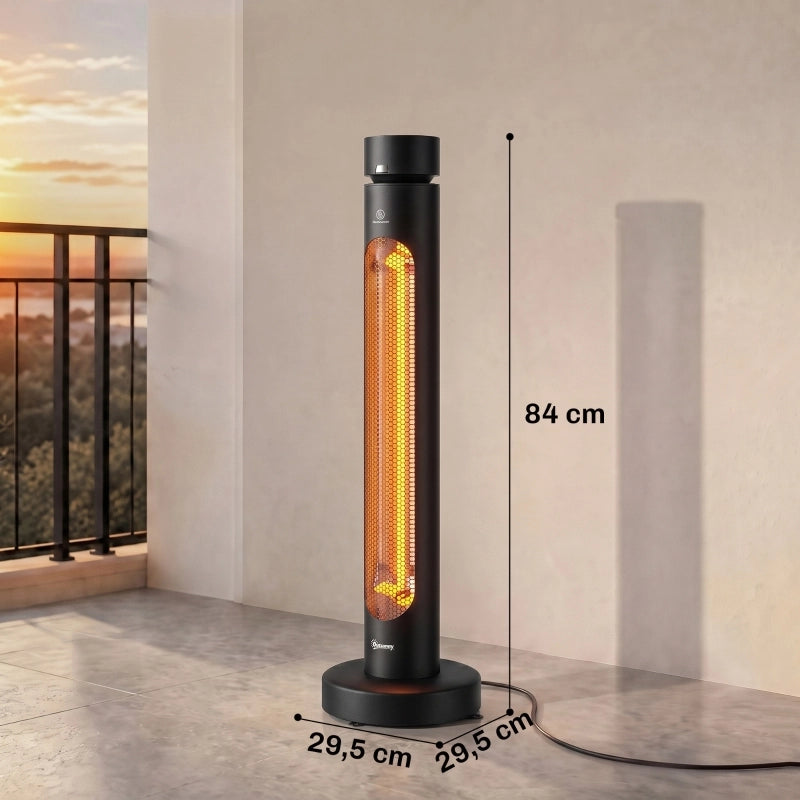 Stufa a infrarossi oscillante 2000 W in carbonio; telecomando; 8 livelli e timer; nero