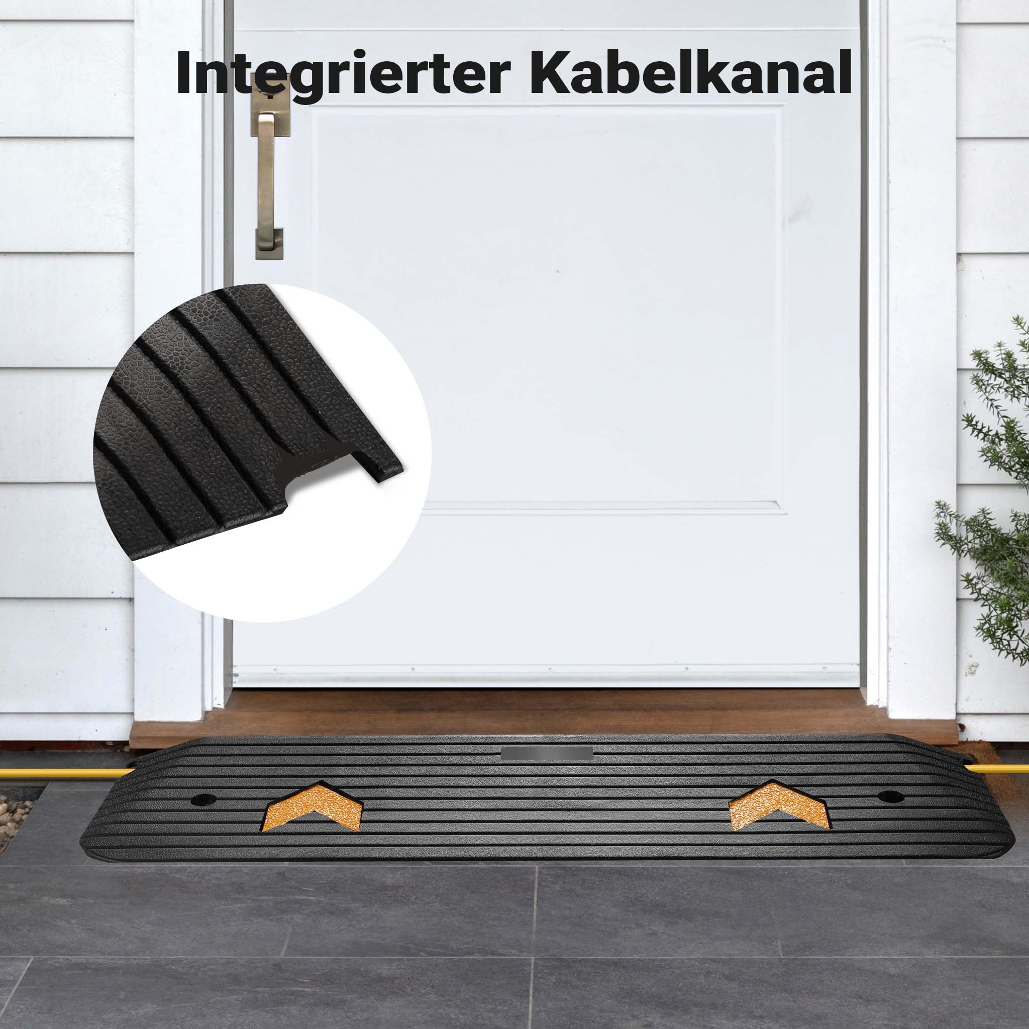 Rampa in gomma per marciapiede e soglia 1100 x 406 x 50 mm max 50 t con elementi riflettenti