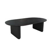 Tavolino ovale in legno di hevea placcato rovere, nero