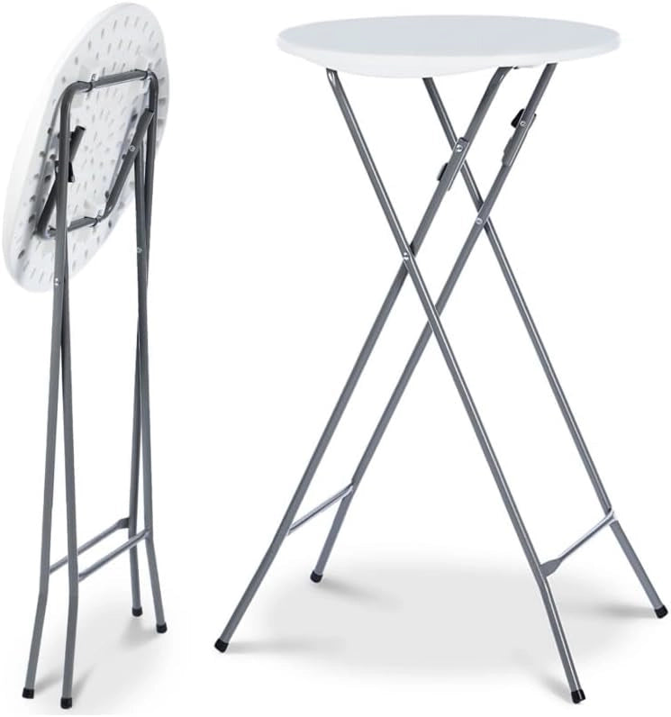Set di 4 tavoli alti pieghevoli da 105 cm e 4 coperture nere