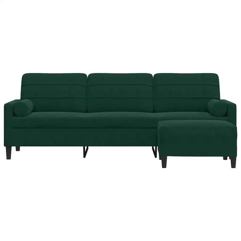 vidaXL Divano a 3 Posti con Poggiapiedi Verde scuro 210cm in Velluto