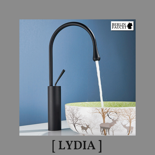 Lydia | Rubinetto da bagno Hotel Gastro nero | in acciaio inox per lavelli alti|rubinetto miscelatore 2 attacchi| Raccordo alta pressione alto bagno