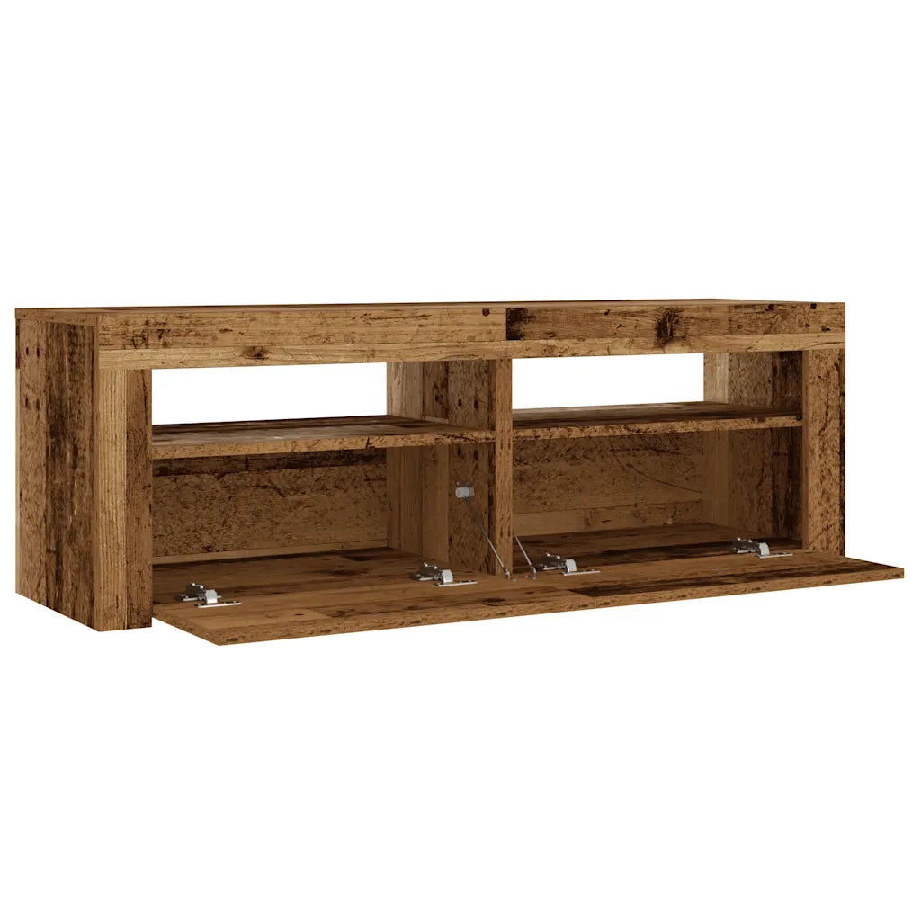 vidaXL Comodini 2 pz con Luci LED Legno Antico 60x35x40 cm