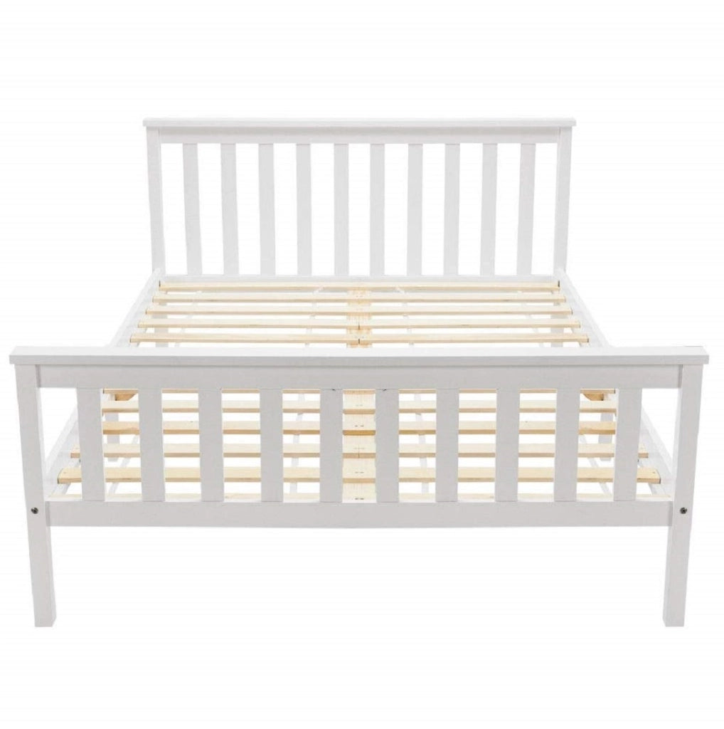 Letto matrimoniale 140x200 cm; doghe rinforzate; legno; bianco (Senza materasso)