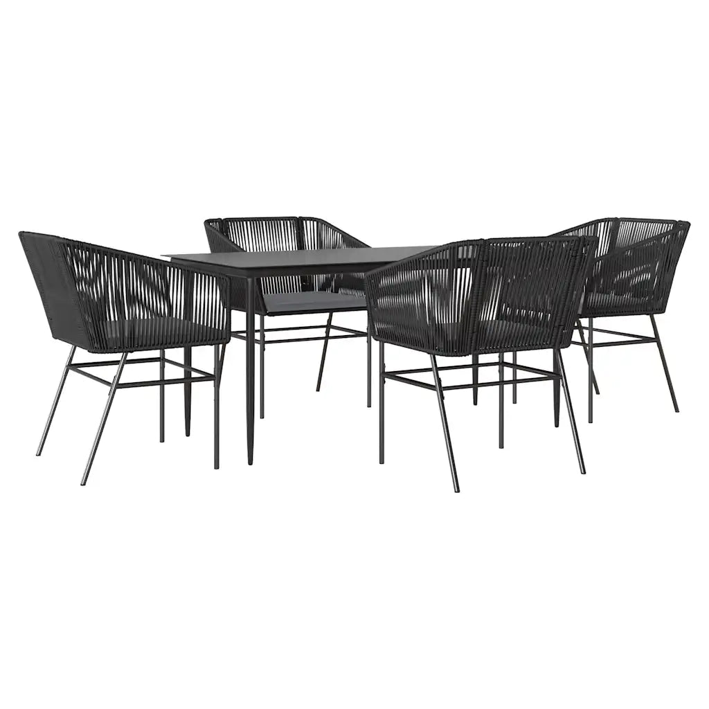 Set da Pranzo da Giardino con Cuscini 5 pz Polyrattan Vetro 3334516