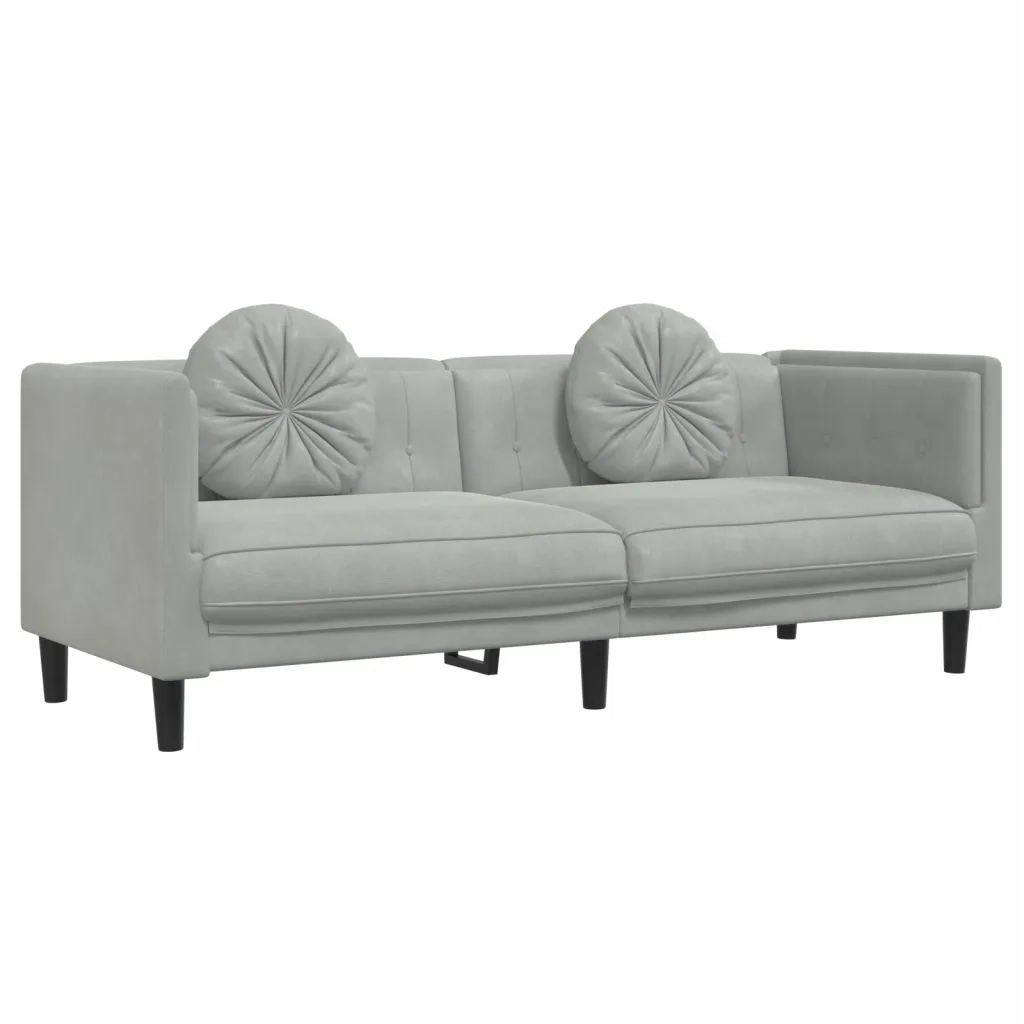 Set di Divani 3 pz con Cuscini Grigio Chiaro in Velluto 3209247