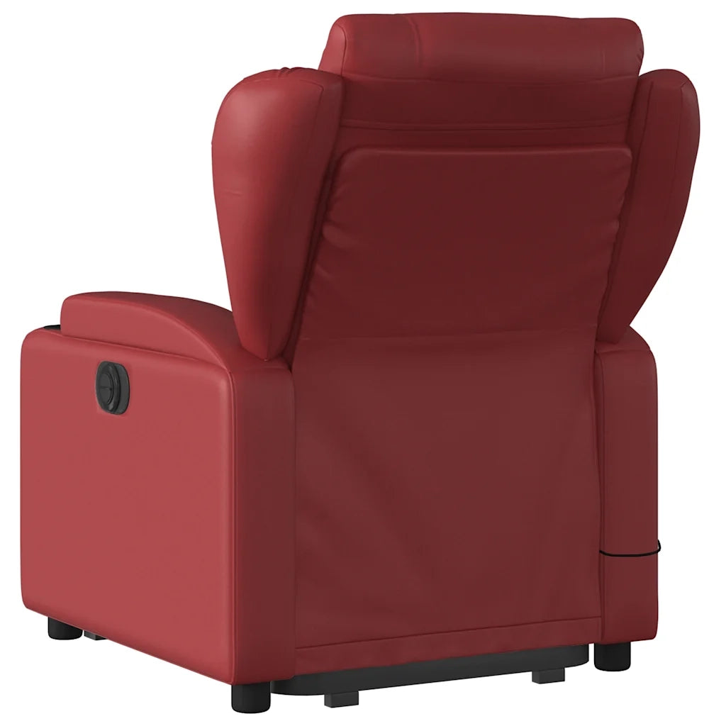 Poltrona Alzapersona Reclinabile Rosso Vino in Similpelle 3204569