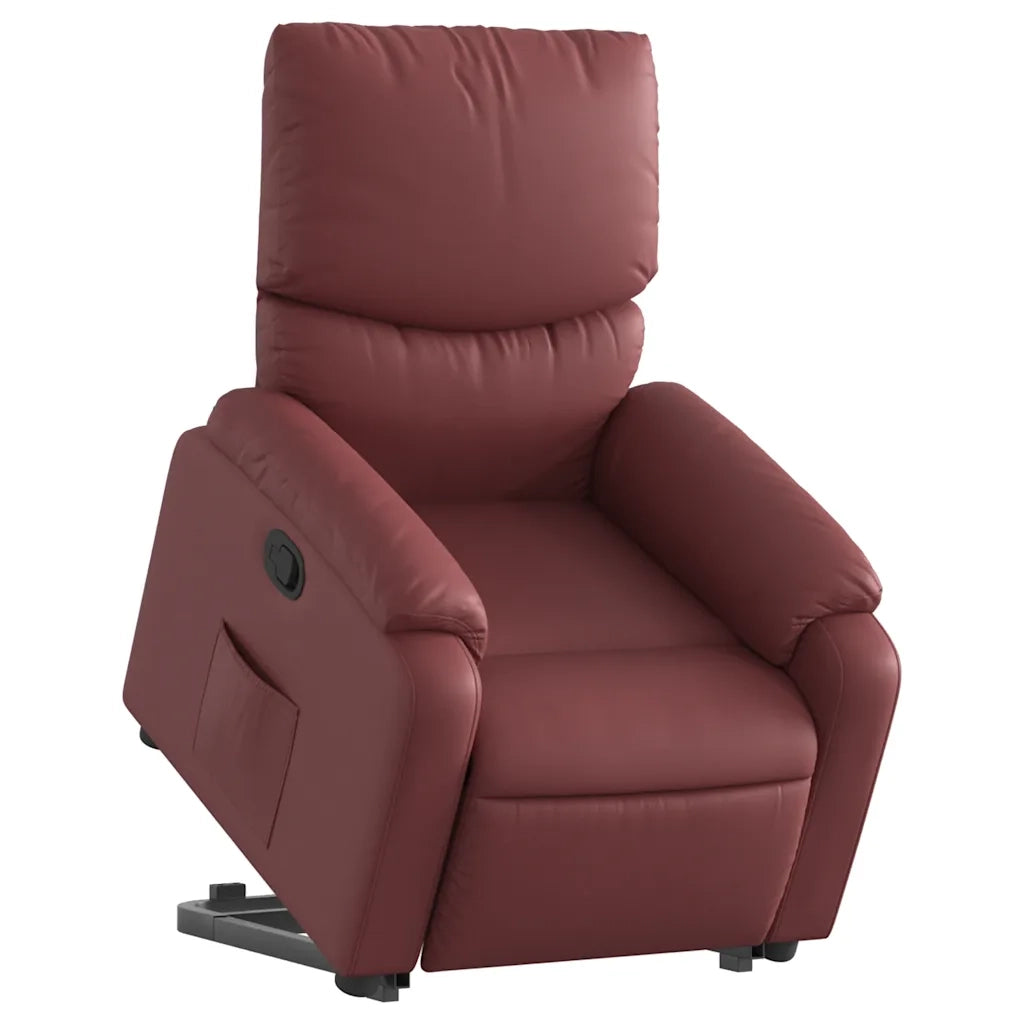 Poltrona | Sedia Relax Alzapersona Reclinabile Rosso Vino in Similpelle