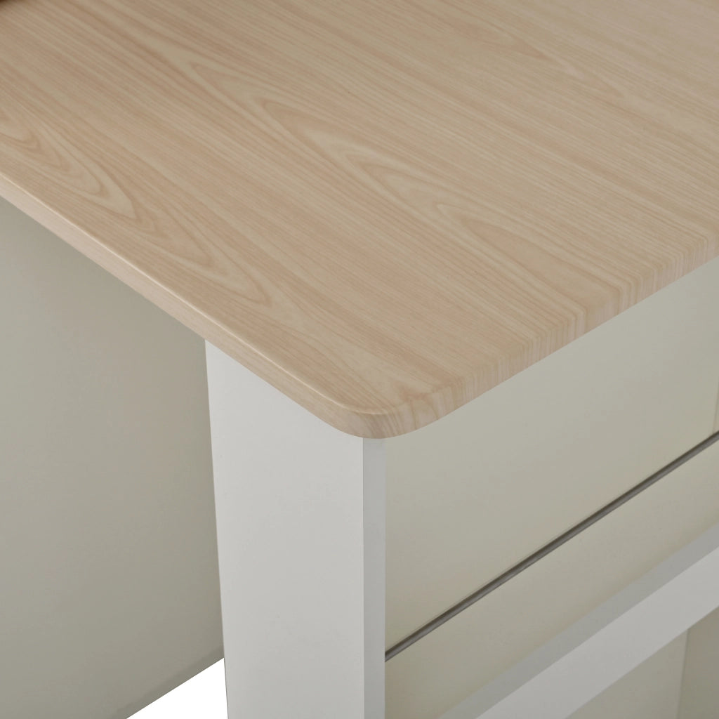 Tavolo allungabile con mobile contenitore LED e prese USB Type-C bianco in MDF e vetro 128~200 × 71 × 92 cm