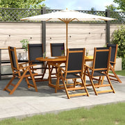Set Pranzo da Giardino 7pz Legno Massello di Acacia e Textilene