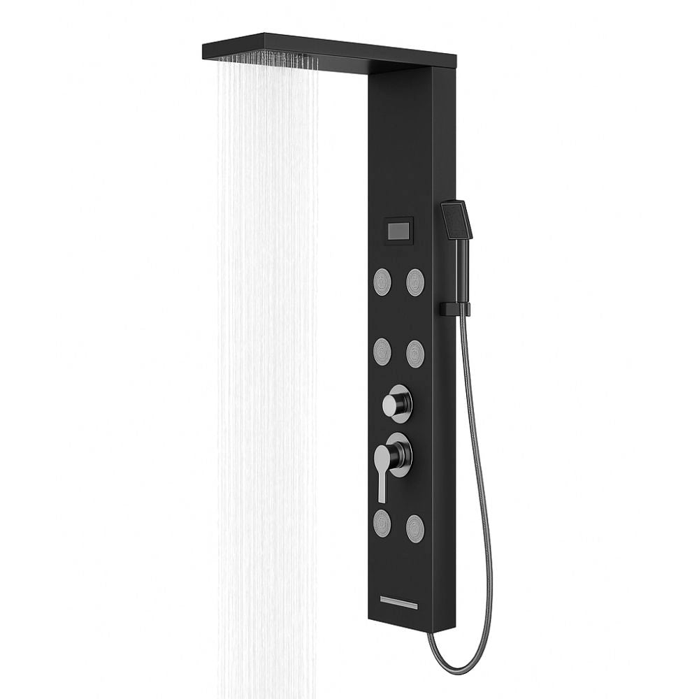 Colonna doccia york acciaio 4 funzioni display controllo temperatura 2 finiture *** finitura- nero, confezione 1