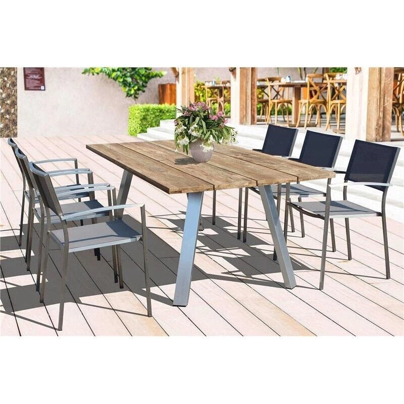 SEDIA FLORIDA IN ACCIAIO INOX E TEXTILENE IN COLORE GRIGIO