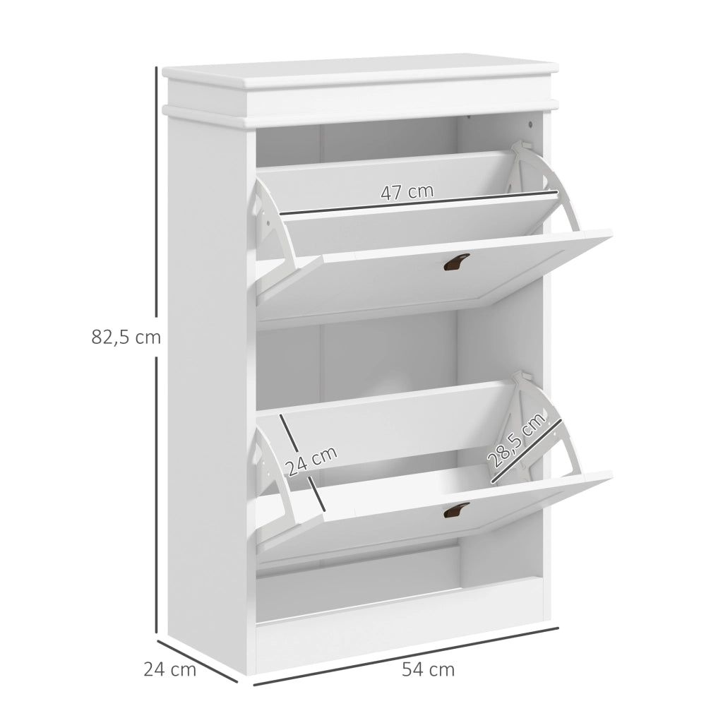 Scarpiera Salvaspazio con 2 Ante ¨C Xylo ¨C Bianco, 10 Paia, 54x24x82,5 cm