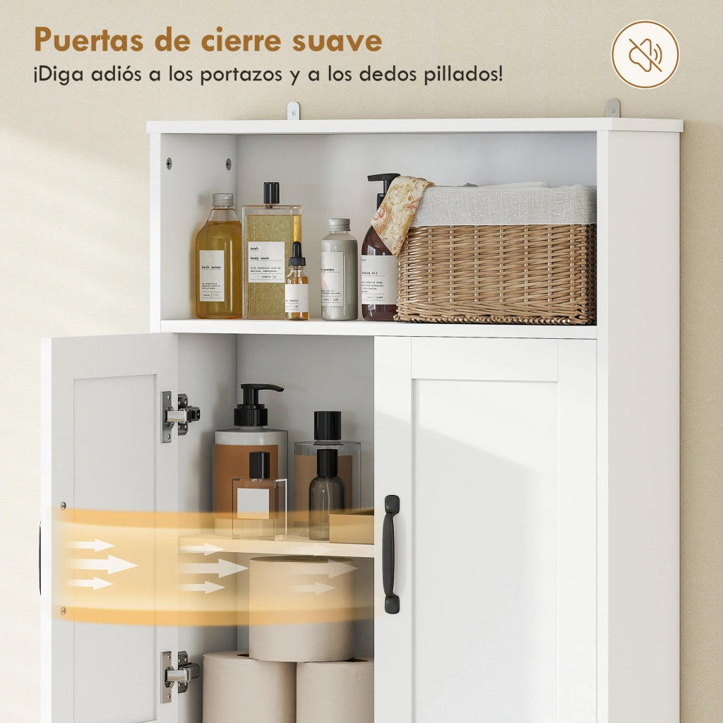 Armadietto per Bagno con 2 Ante ¨C Zephmum ¨C Bianco 64x21x173,5 cm