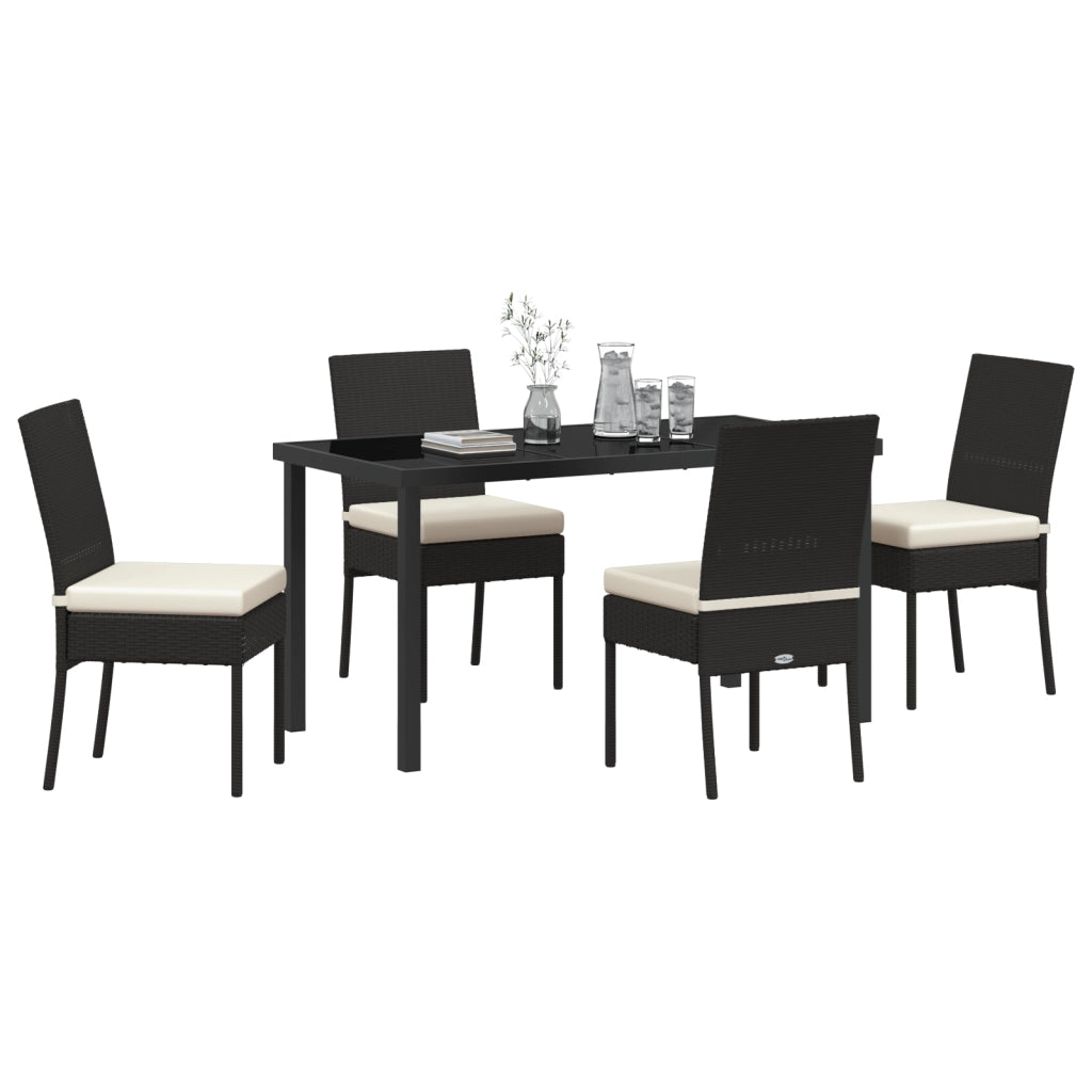 Set da pranzo da giardino 5 pezzi Nero Polyrattan