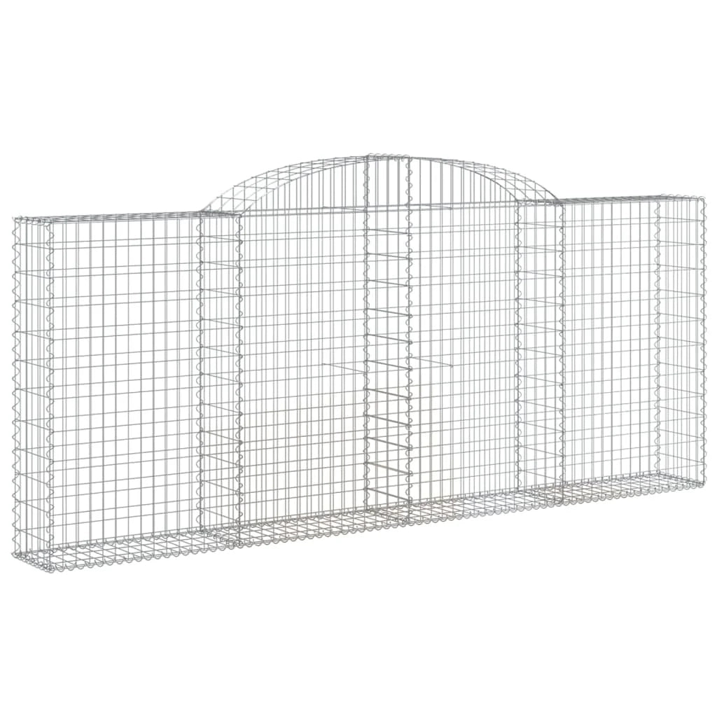 Set di 2 gabbioni ad arco per recinzione gabbia o muro di contenimento 300 x 30 x 120/140 cm ferro zincato argento 02_0041365