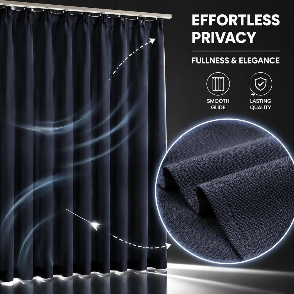 Blackout Curtain With Hooks, Anthracite, 290 X 245 Cm