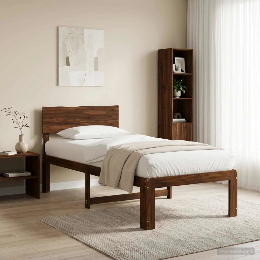 Letto Singolo con Testiera ROSTOCK Marrone Scuro 90 x 200 cm 903371