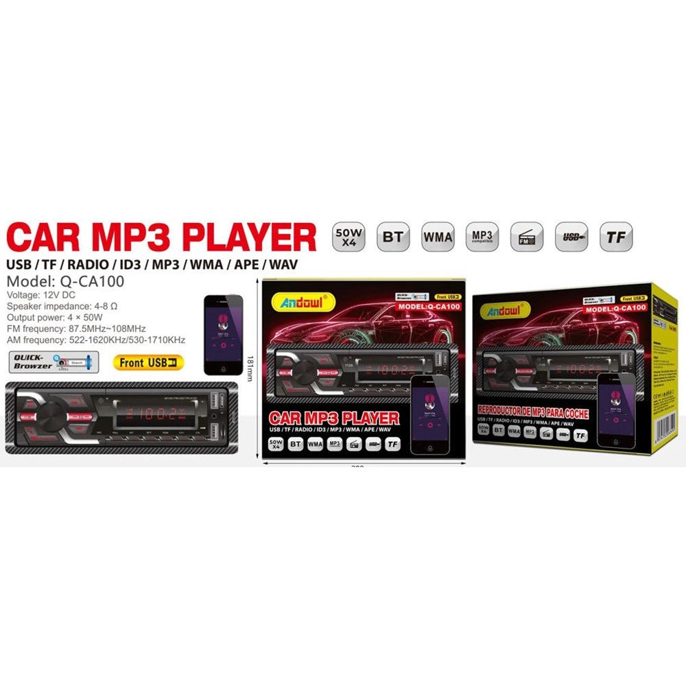 Trade Shop - Sistema Audio Lettore Mp3 Radio Per Auto 1din 50wx4 Bluetooth / Usb / Wifi / Gps Q-ca100 -
