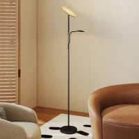 Lampada da Terra con 2 Punti Luce Regolabile a 4 Livelli, Temperatura 2700K-6500K e Telecomando, Nero