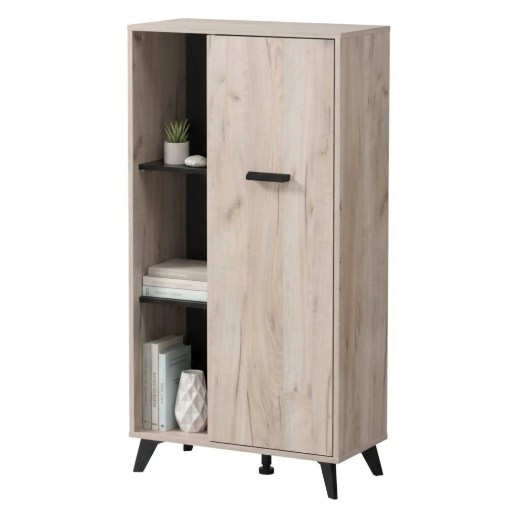 Mobile Espositore Dolzago, Vetrina 4 Ripiani, 67.5x33x130.5h cm Marrone Rovere Chiaro