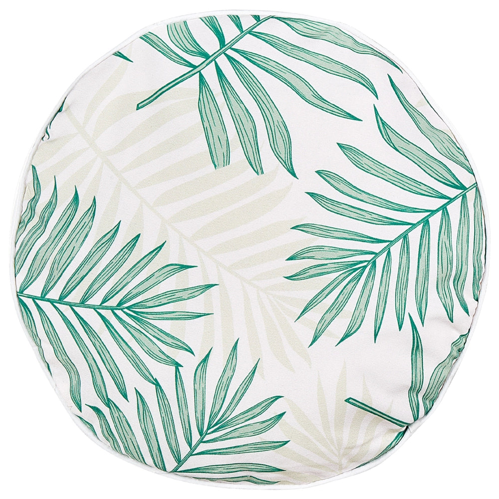 Set di 2 cuscini da esterno in tessuto di poliestere beige e verde con motivo a foglia di palma ⌀ 40 cm esterno interno giardino