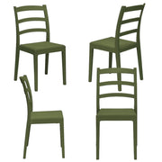 Set 4 Sedie in polipropilene REA, MADE IN ITALY, impilabile, resistente ai raggi UV, design classico, ideale per sala da pranzo, cucina, sala d’attesa, bar, ristoranti o giardino, colore Verde Oliva