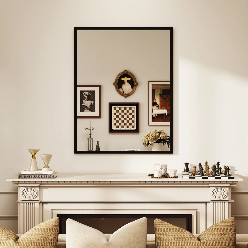Specchio da parete rettangolare ¨C Xylo ¨C cornice legno nero 90x70 cm
