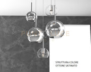 SOSP. OTTONE SAT. RETTANGOLARE 5 LUCI VETRI (1 GRANDE CR+1 MEDIO CR+3 PICCOLO (1X CR+2X TR)) 1155OS-S5 RMIX-TC