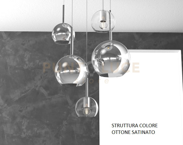 SOSP. OTTONE SAT. RETTANGOLARE 5 LUCI VETRI (1 GRANDE CR+1 MEDIO CR+3 PICCOLO (1X CR+2X TR)) 1155OS-S5 RMIX-TC