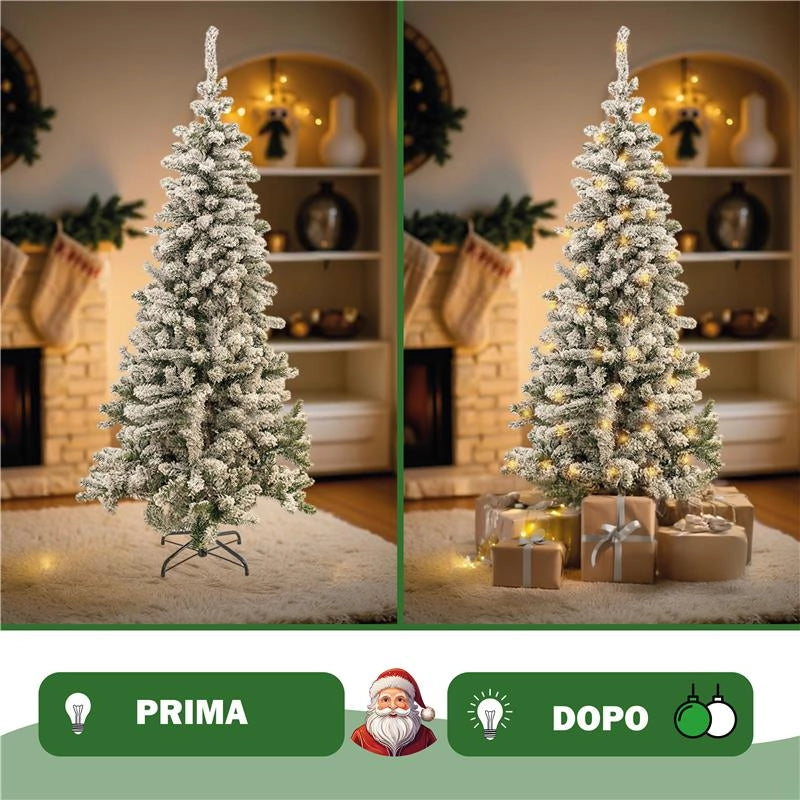 ALBERO DI NATALE ROCCARASO 180 CM CON NEVE INNEVATO ARTIFICIALE